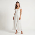 Women's Sweetheart Neck Chiffon Maxi Dress – Elegant A-Line Formal Occasion Dress-Dresses-Beige-XS-Kusasi