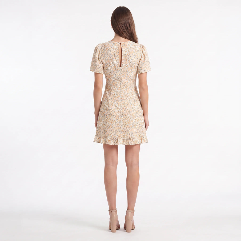 Women's Floral V-Neck Mini Dress – Elegant A-Line Summer Dress-Dresses-Yellow-XS-Kusasi