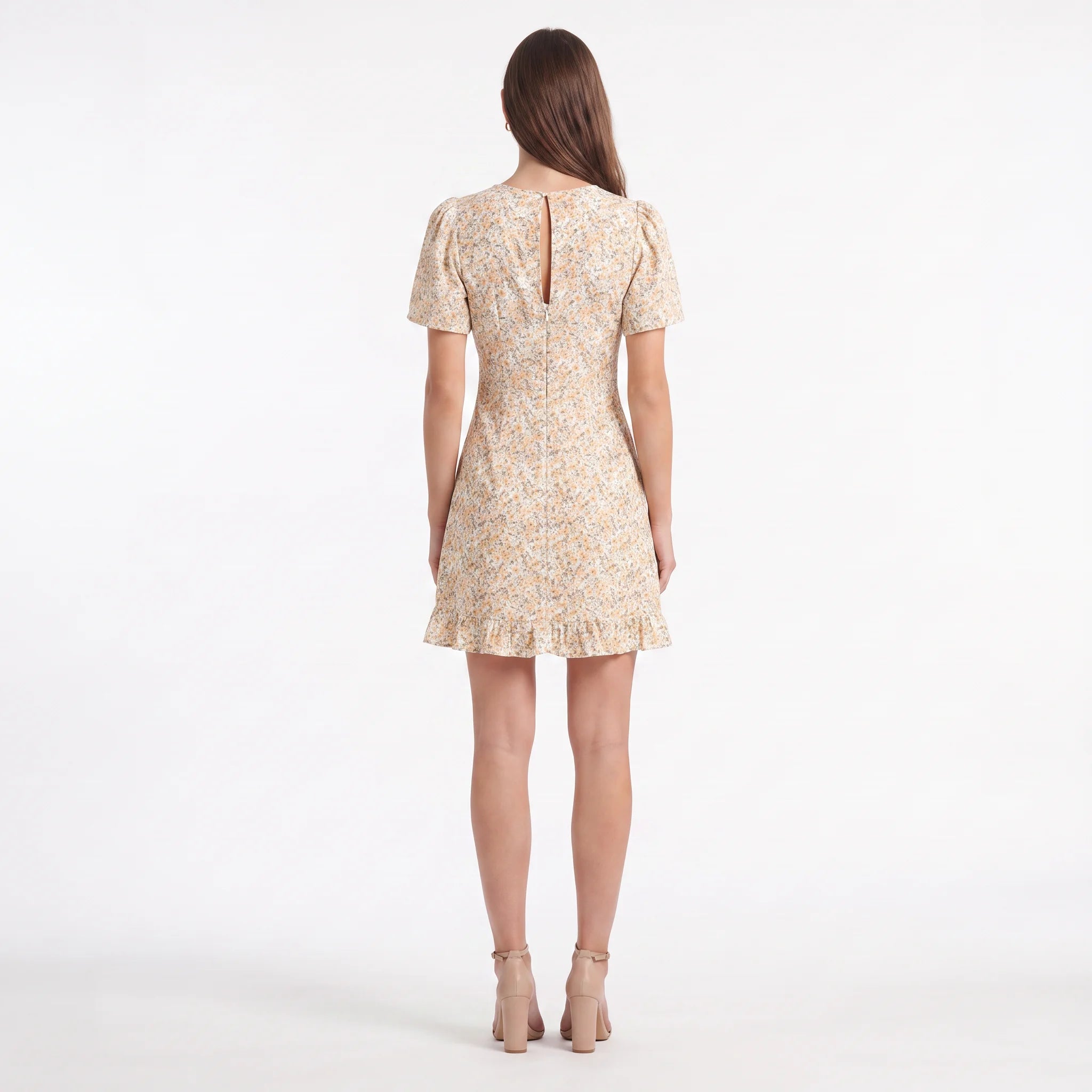 Women's Floral V-Neck Mini Dress – Elegant A-Line Summer Dress-Dresses-Yellow-XS-Kusasi