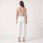 Women's Wide-Leg Trousers – Lightweight Elastic Waist Relaxed Fit Pants-Trousers-Ivory-S-Kusasi