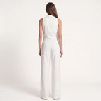 Women's One-Shoulder Wide-Leg Jumpsuit – Elegant High-Waist Sleeveless Evening Jumpsuit-Jumpsuit-White-S-Kusasi